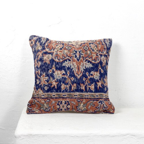 Blue and red Turkish vintage pillow